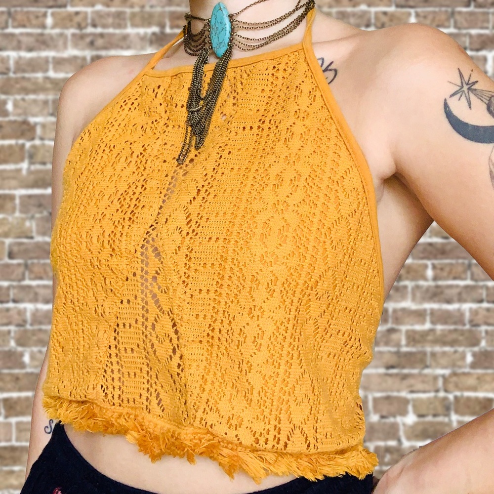 Crotchet orange crop top